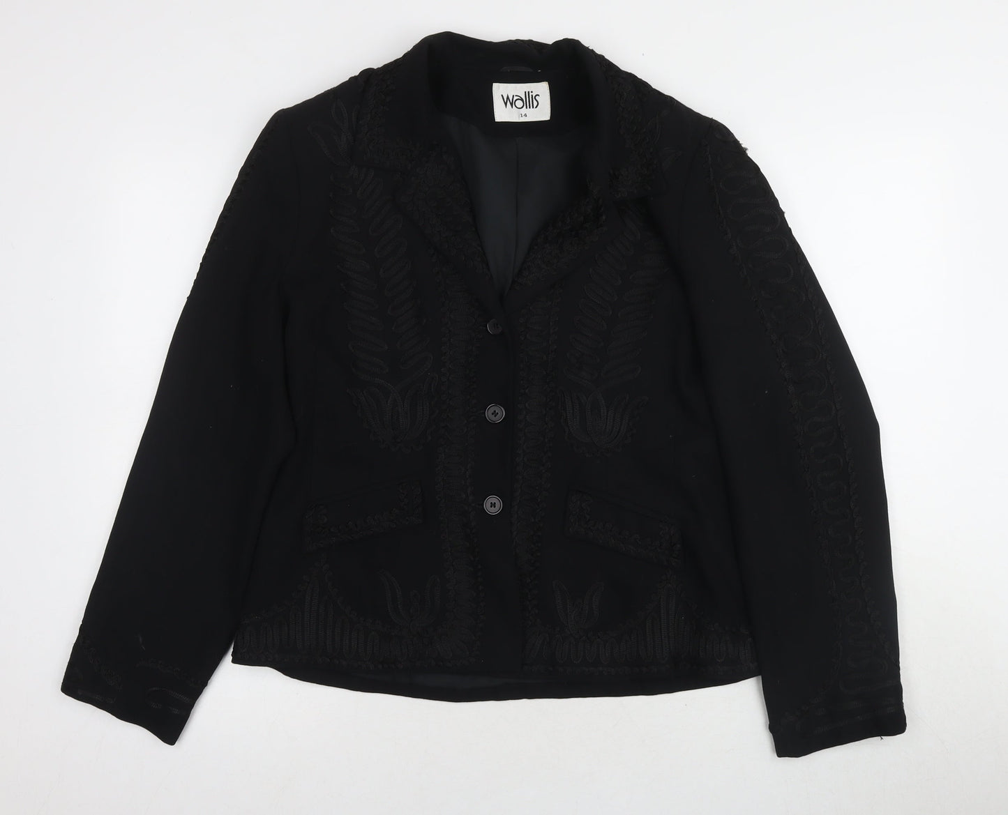 Wallis Women's Black Embroidered Blazer Size 14