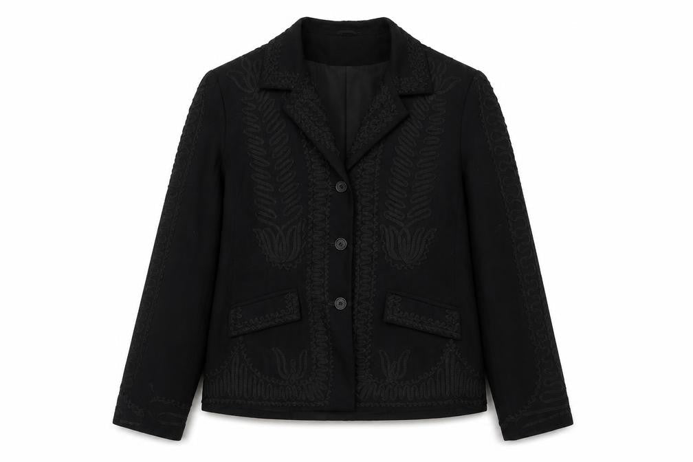 Wallis Women's Black Embroidered Blazer Size 14