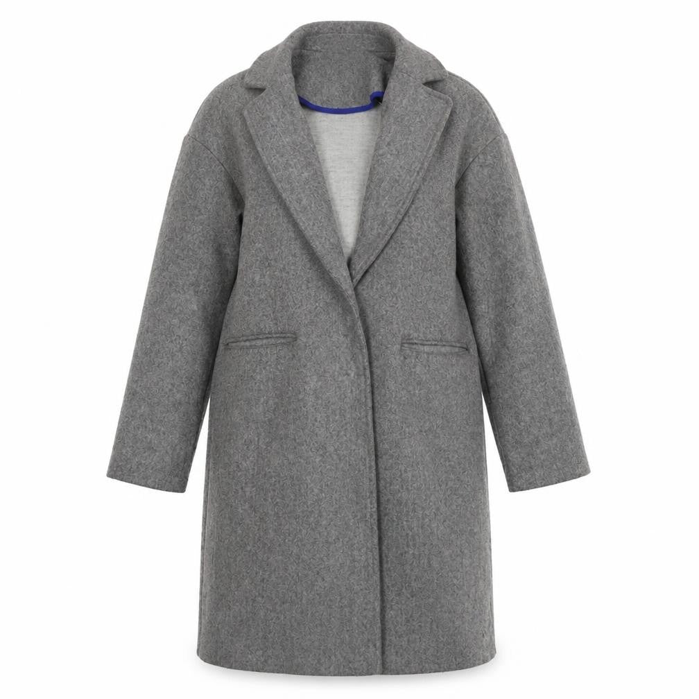Topshop Women's Grey Long Overcoat, Size 4, Button