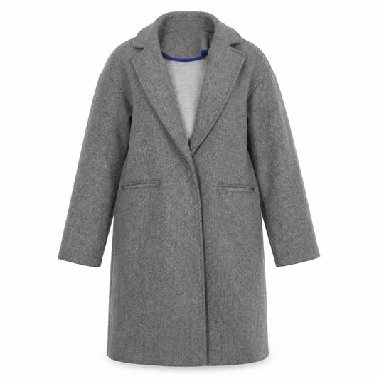 Topshop Women's Grey Long Overcoat, Size 4, Button