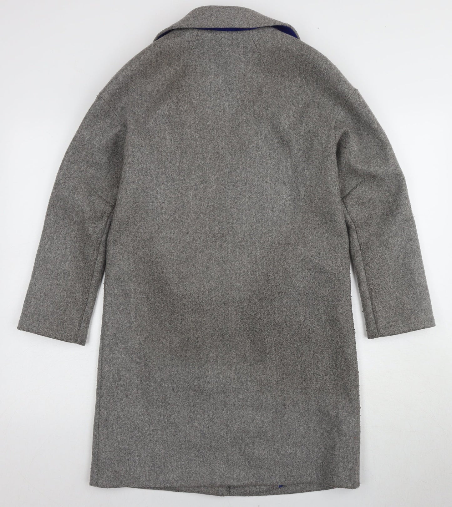 Topshop Women's Grey Long Overcoat, Size 4, Button