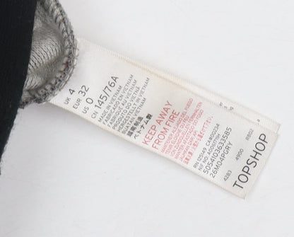 Topshop Women's Grey Long Overcoat, Size 4, Button