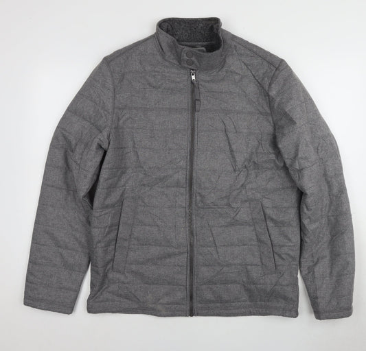Debenhams Men's Grey Puffer Jacket Stand-Up Collar M