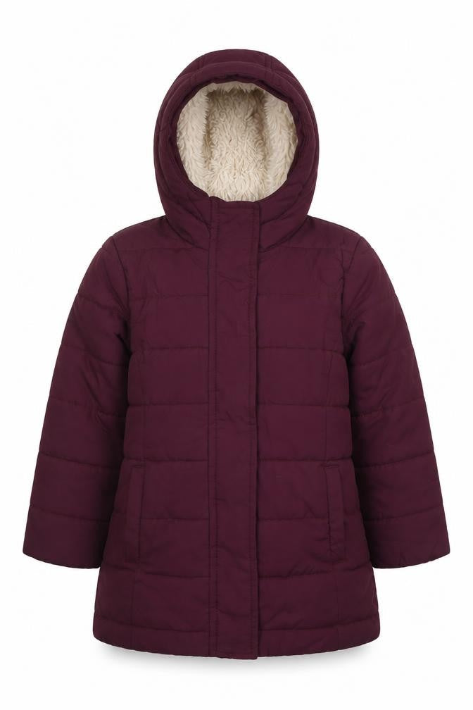 Mini Boden Girls Red Puffer Jacket 2-3 Years Hooded Coat