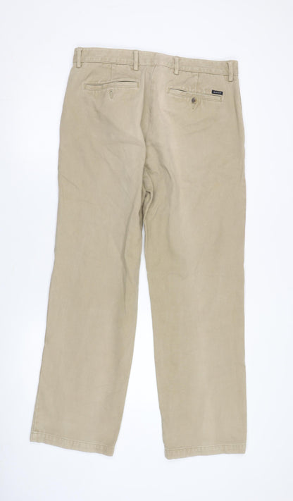 Back view of GANT Men's Beige Straight Jeans, size L, Regular Fit