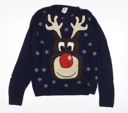 SoulCal Men's Blue Christmas Jumper, XL Pullover