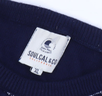 SoulCal Men's Blue Christmas Jumper, XL Pullover