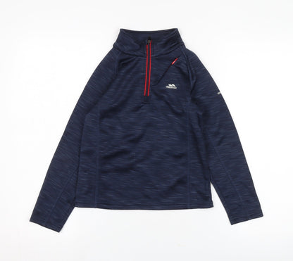Additional front view of Trespass boys’ blue 1/4 zip sweatshirt, lightweight, 7-8 years