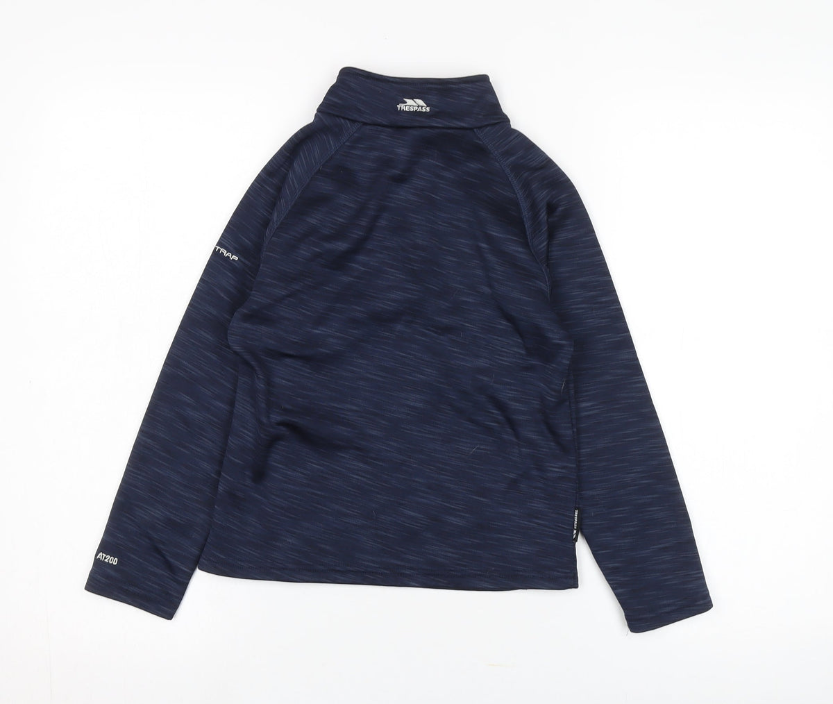 Back view of Trespass boys’ blue 1/4 zip sweatshirt, lightweight, 7-8 years