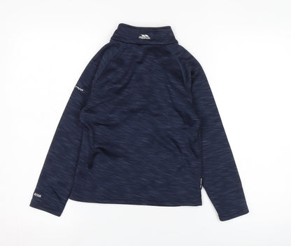 Back view of Trespass boys’ blue 1/4 zip sweatshirt, lightweight, 7-8 years