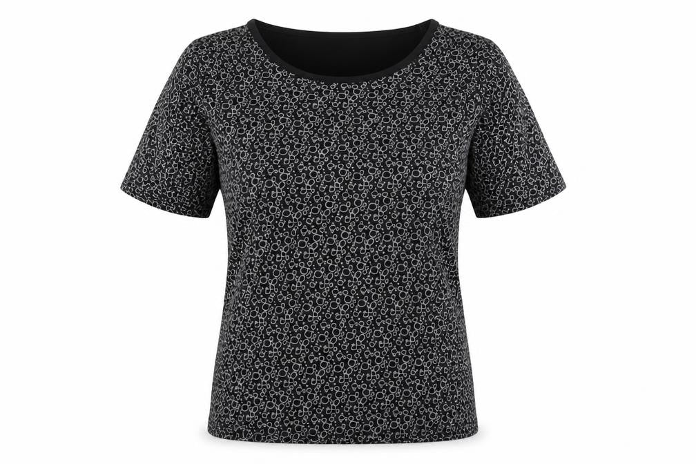 Laura Ashley Women's Black Geometric T-Shirt M
