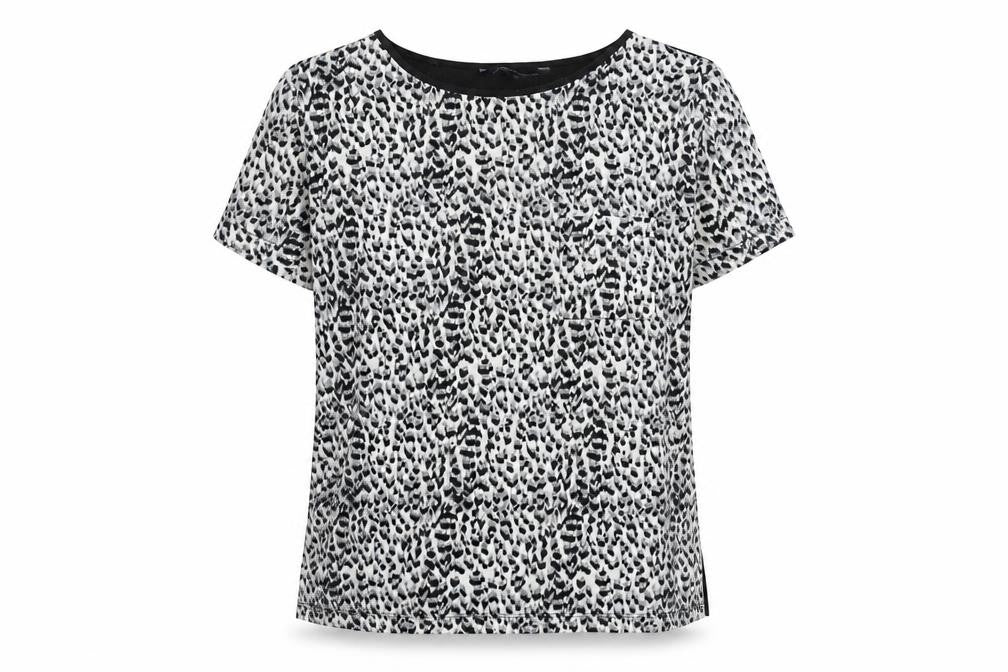 French Connection Women's Black Animal Print Blouse S