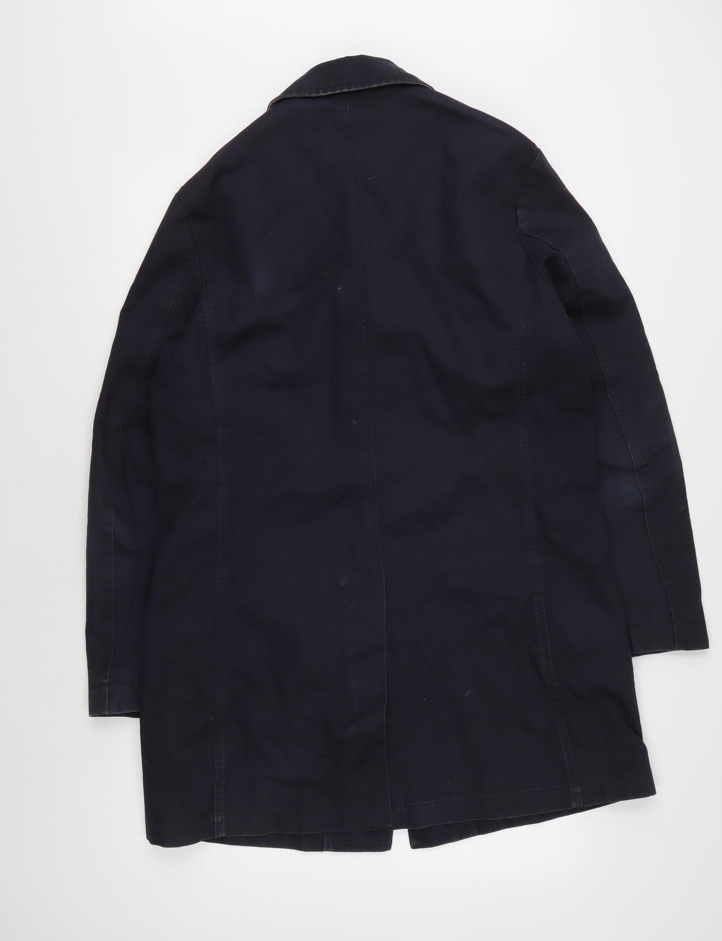 John Lewis Men's Black Cotton Overcoat, M, Classic Style
