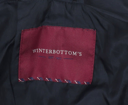 Brand and care label for Winterbottom's boys’ blue rain coat jacket, l, hooded, school
