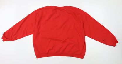Monki Mens Red Graphic Pullover Sweatshirt L
