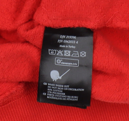 Monki Mens Red Graphic Pullover Sweatshirt L