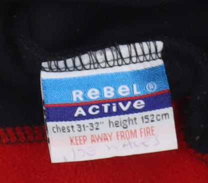 Close-up detail of Rebel Active boys’ black full zip fleece sweatshirt 12 years