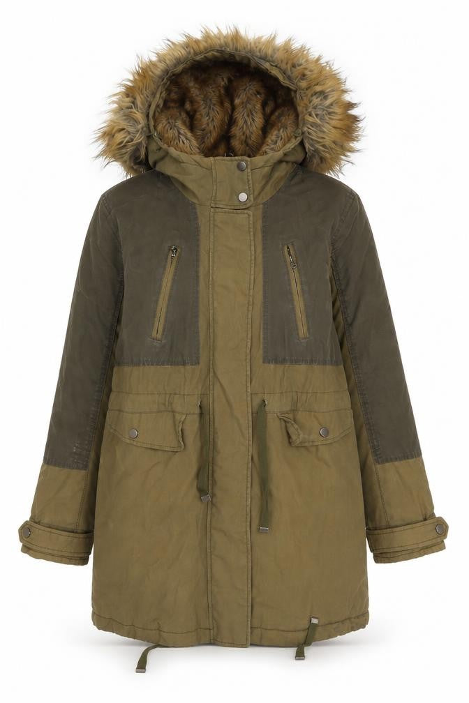 Topshop Women's Green Parka Jacket - Size 6