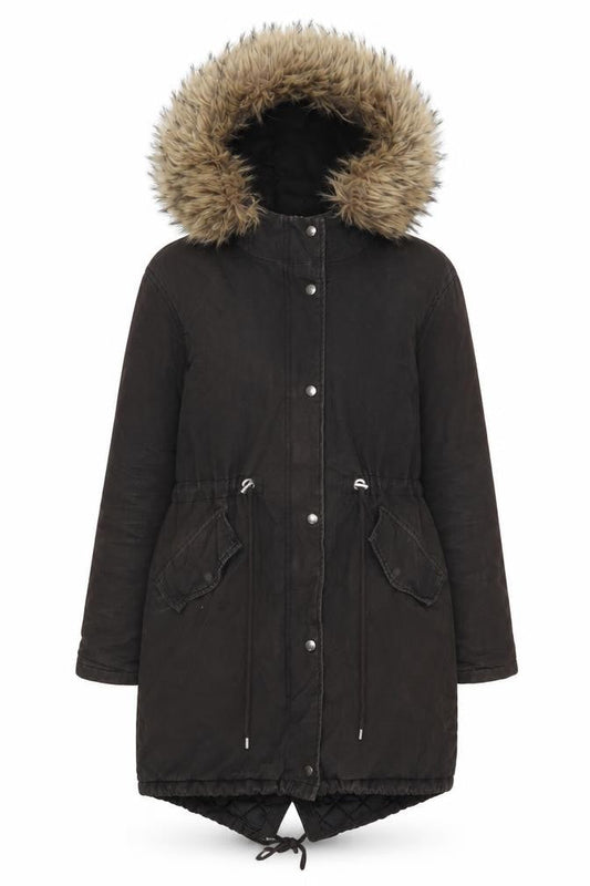 New Look Women's Brown Parka Coat UK 10 Hooded Winter Style