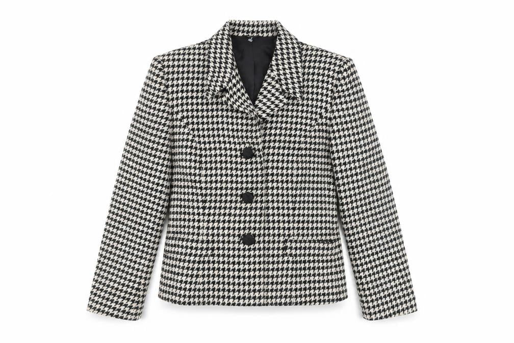 Country Casuals Women's Black Houndstooth Wool Blazer Size 12