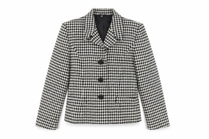Country Casuals Women's Black Houndstooth Wool Blazer Size 12