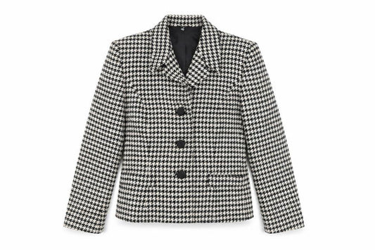 Country Casuals Women's Black Houndstooth Wool Blazer Size 12