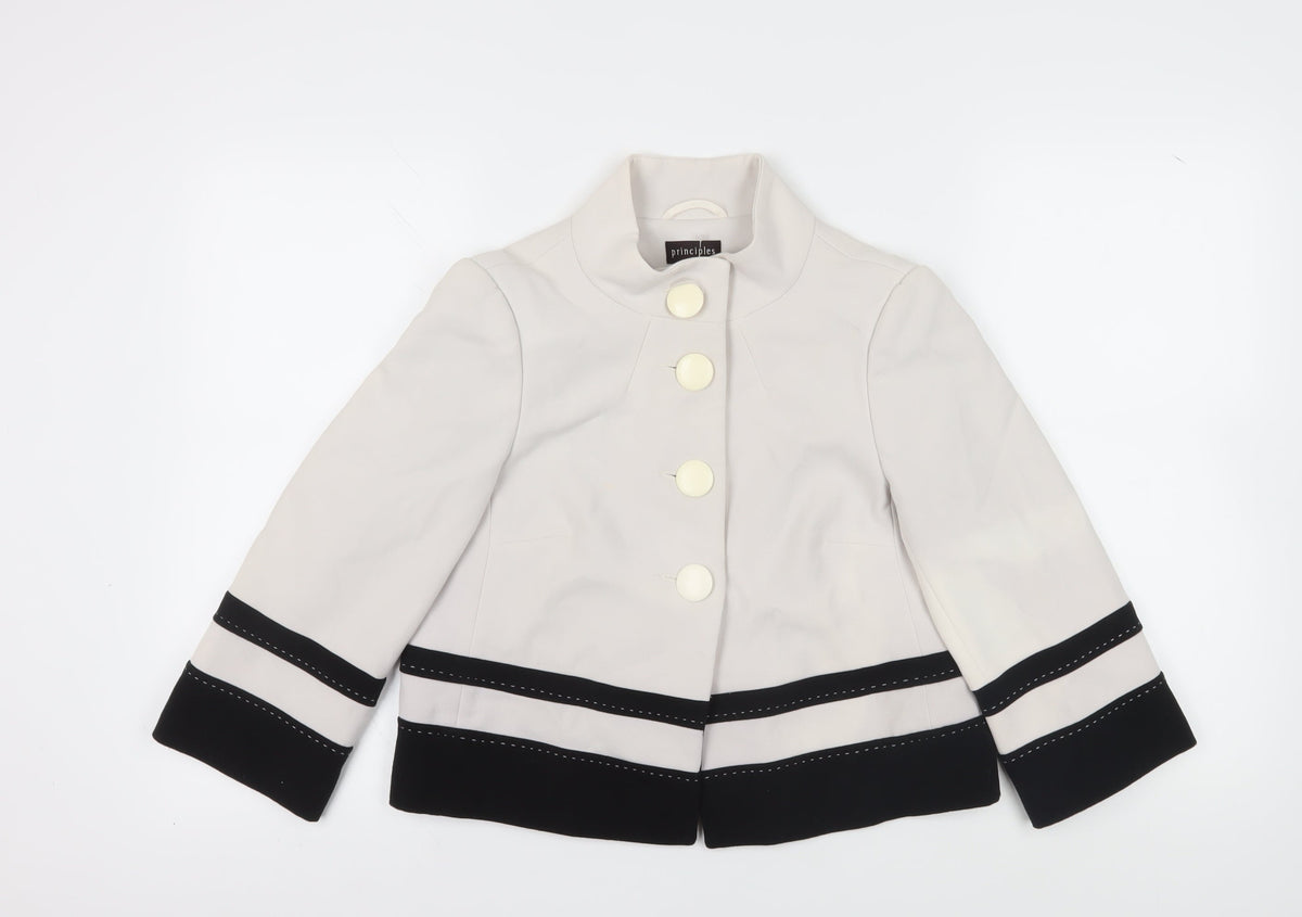 Additional front view of Principles Women’s White and Black Suit Jacket, size UK 12