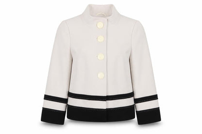 Front view of Principles Women’s White and Black Suit Jacket, size UK 12