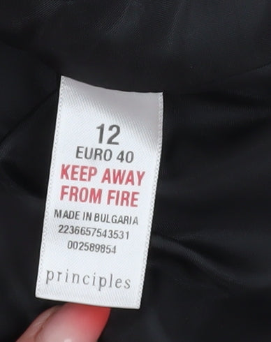 Brand and care label for Principles Women’s White and Black Suit Jacket, size UK 12