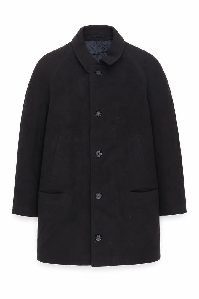 Di Caprio Men's Black Wool Overcoat - Size 36