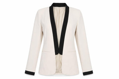 Front view of Red Herring Women's Beige Tuxedo Blazer, size 8