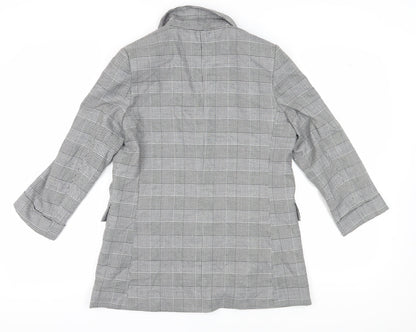 New Look Women's Grey Check Blazer, Size 10, Single-Breasted