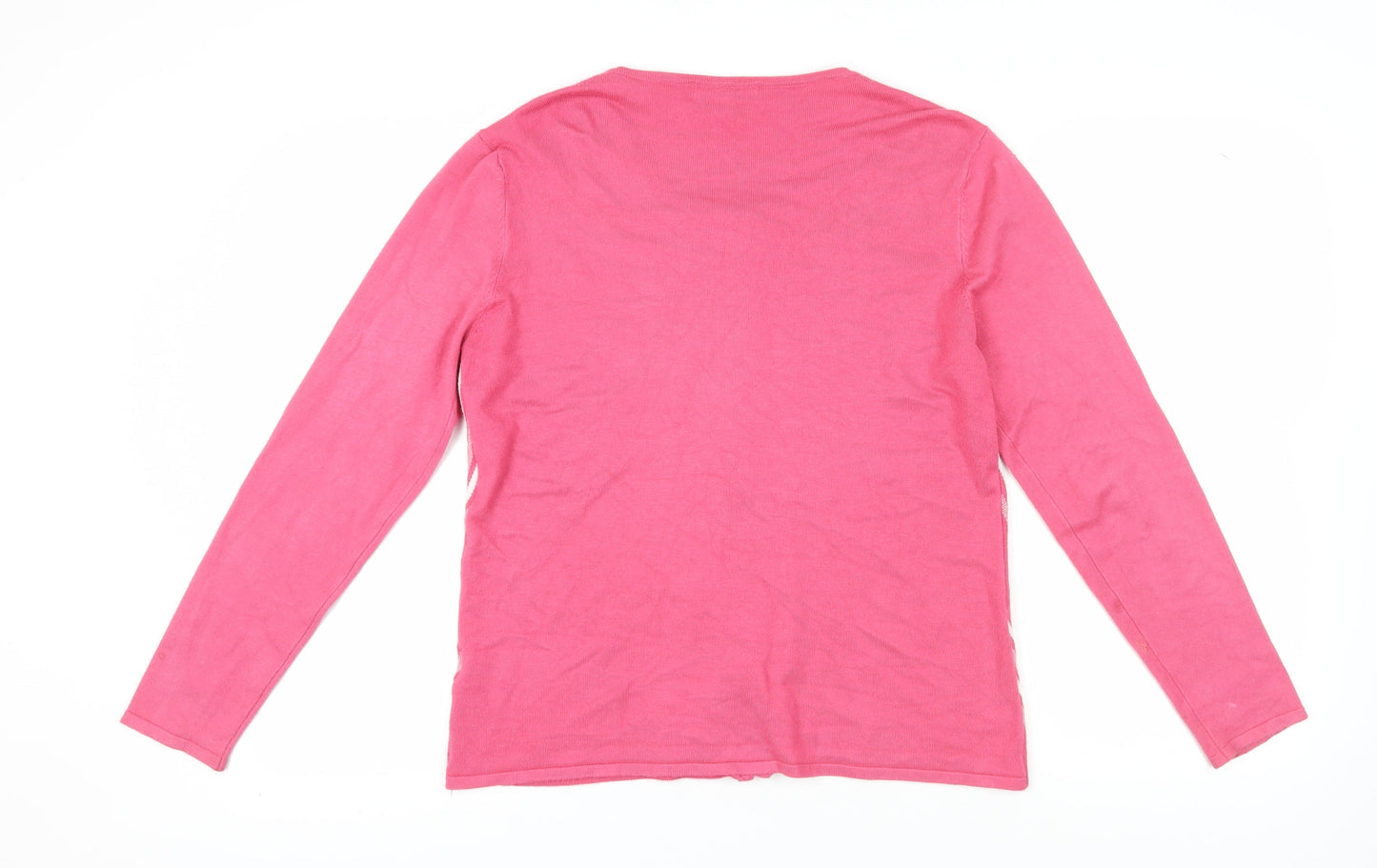Mudflower Women's Pink M/L Geometric Cardigan