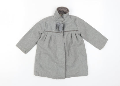 Additional front view of mamas & papas girls’ grey basic coat 18-24 months