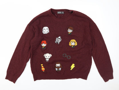 Preloved Harry Potter Women's Red Pullover Jumper L - Front