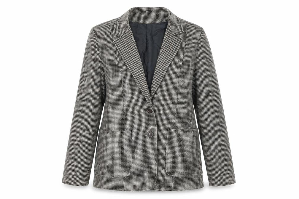 Women's Quality Fashion Grey Houndstooth Suit Jacket Size 46