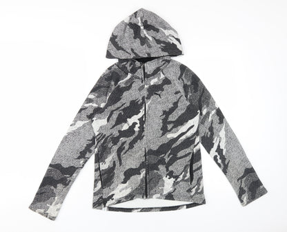 Additional front view of Puma boys’ grey camouflage full zip xl hoodie