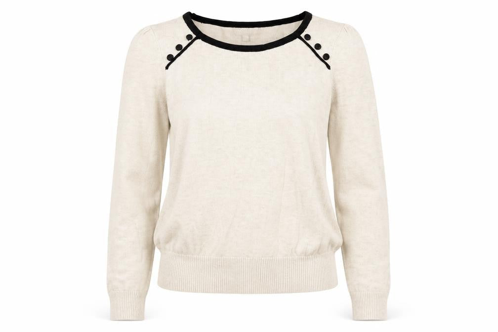 Red Herring Beige Women's 3/4 Sleeve Pullover Jumper