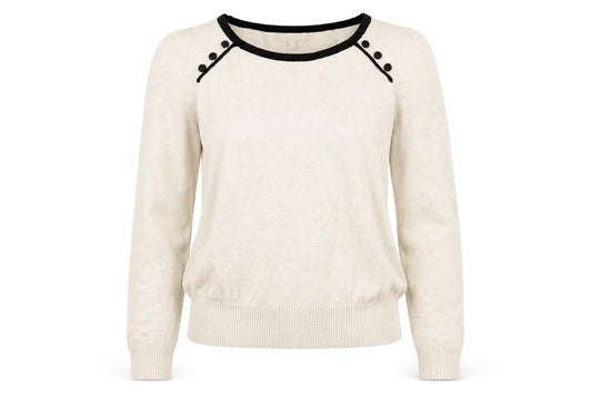 Front view of Red Herring Beige Women's 3/4 Sleeve jumper