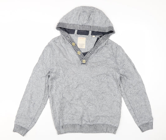Esprit Women's Grey Hooded Henley Jumper Size M