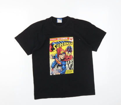 Front view of Superman boys’ black graphic t-shirt, size 10, years