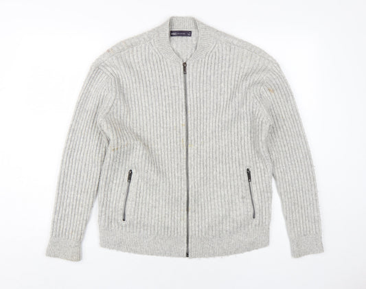 Marks and Spencer Women's Grey Full Zip Jumper - M