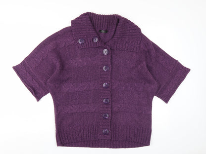 Bonmarché Women's Purple Collared Cardigan M