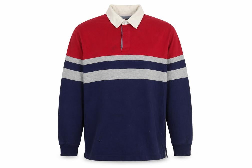 Lands' End Men's Red & Blue Colourblock Polo M