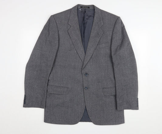St Michael Men's Grey Wool Blazer, 38R, Single-Breasted