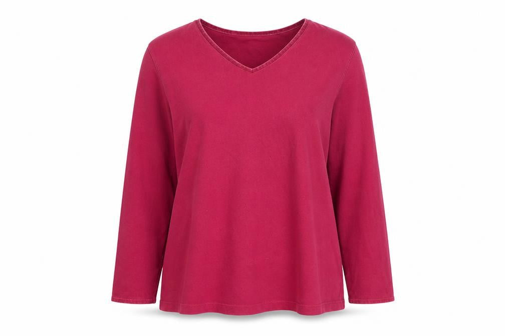 Hawkshead Women's Red V-Neck Long Sleeve T-Shirt