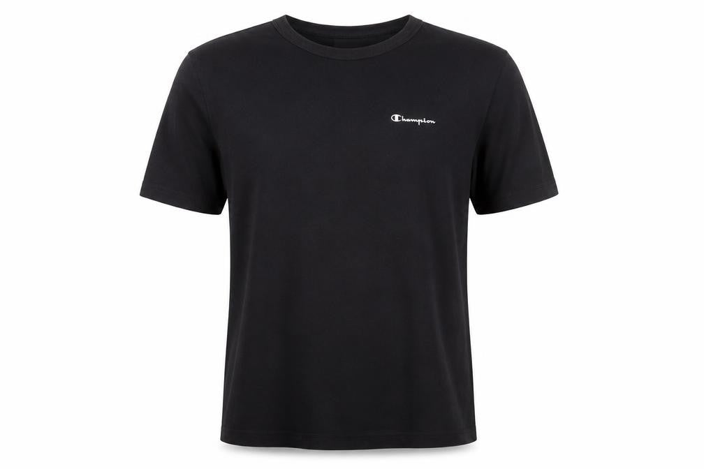 Champion Men's Black T-Shirt Medium, Solid Casual Tee