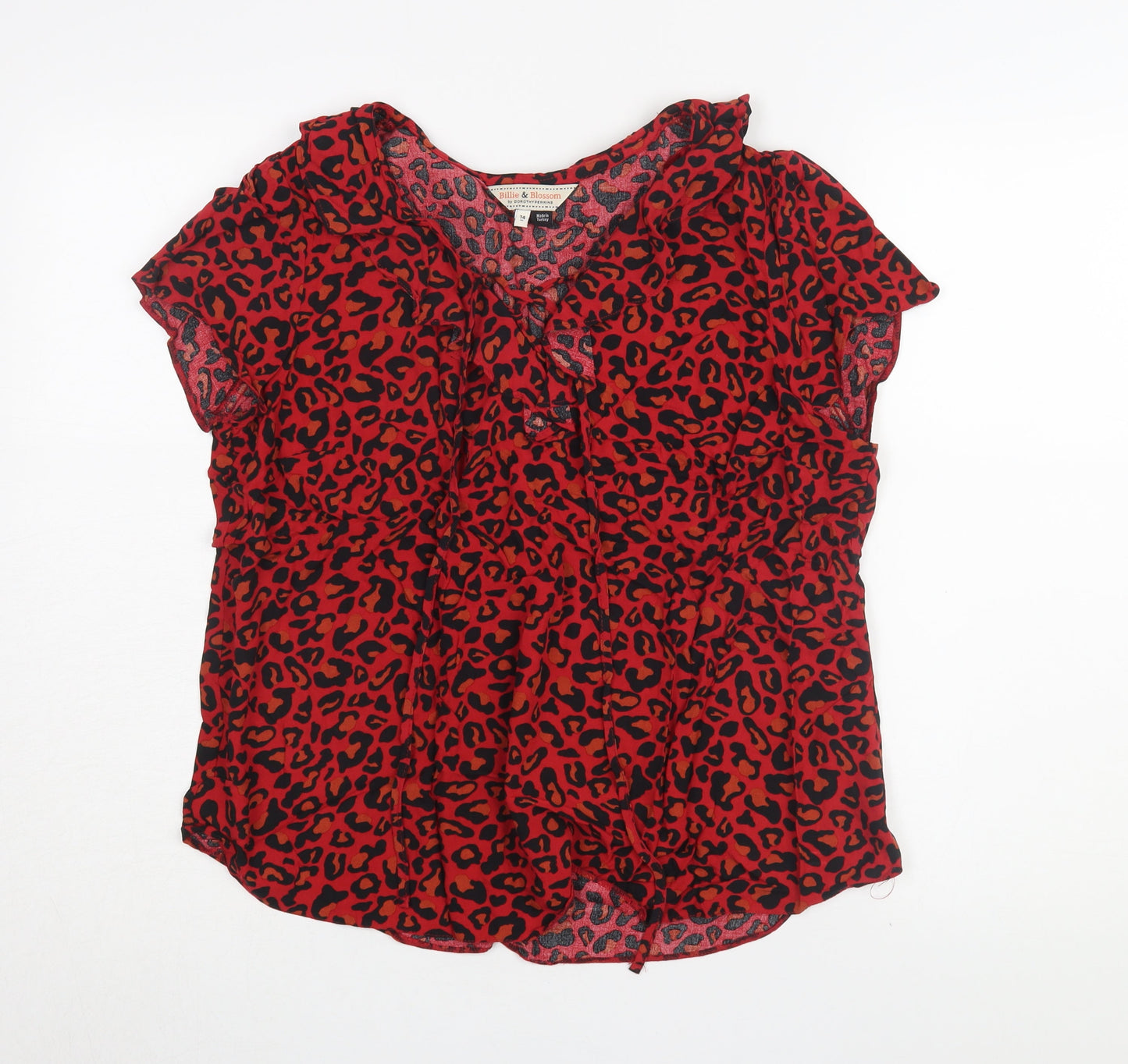 Dorothy Perkins Women Red Animal Print Tunic Blouse Size 14