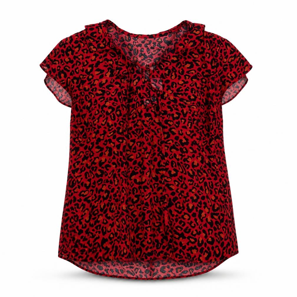 Dorothy Perkins Women Red Animal Print Tunic Blouse Size 14