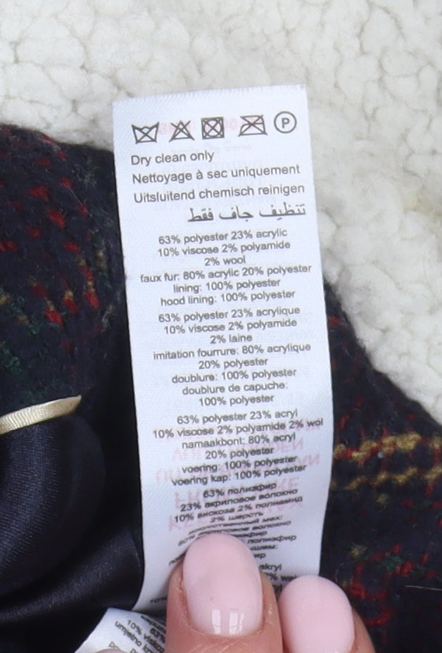 New Look Women's Multicolour Plaid Parka Coat, Size 10, Tall